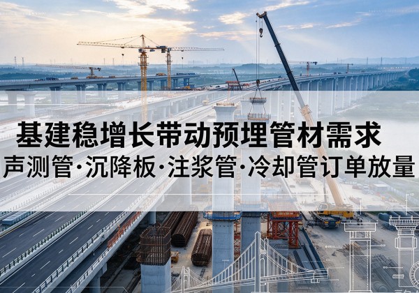 鱼峰基建稳增长带动预埋监测管材需求，声测管、沉降板、注浆管订单持续放量